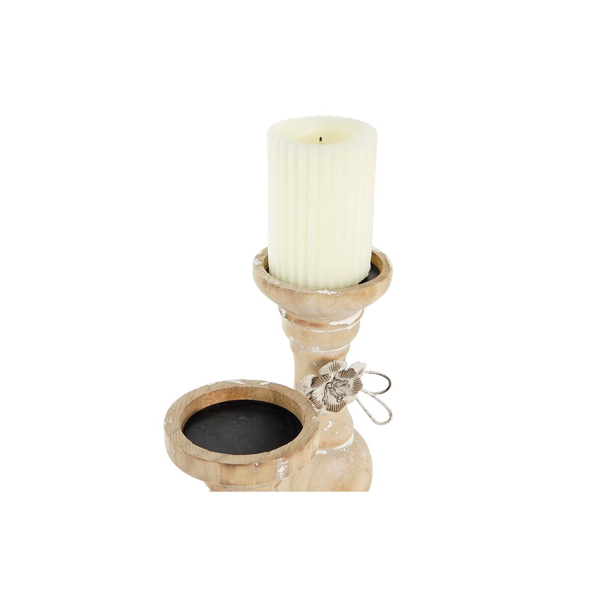 Candleholder DKD Home Decor Wood (9,5 x 9,5 x 28 cm) (2 Pieces)-1