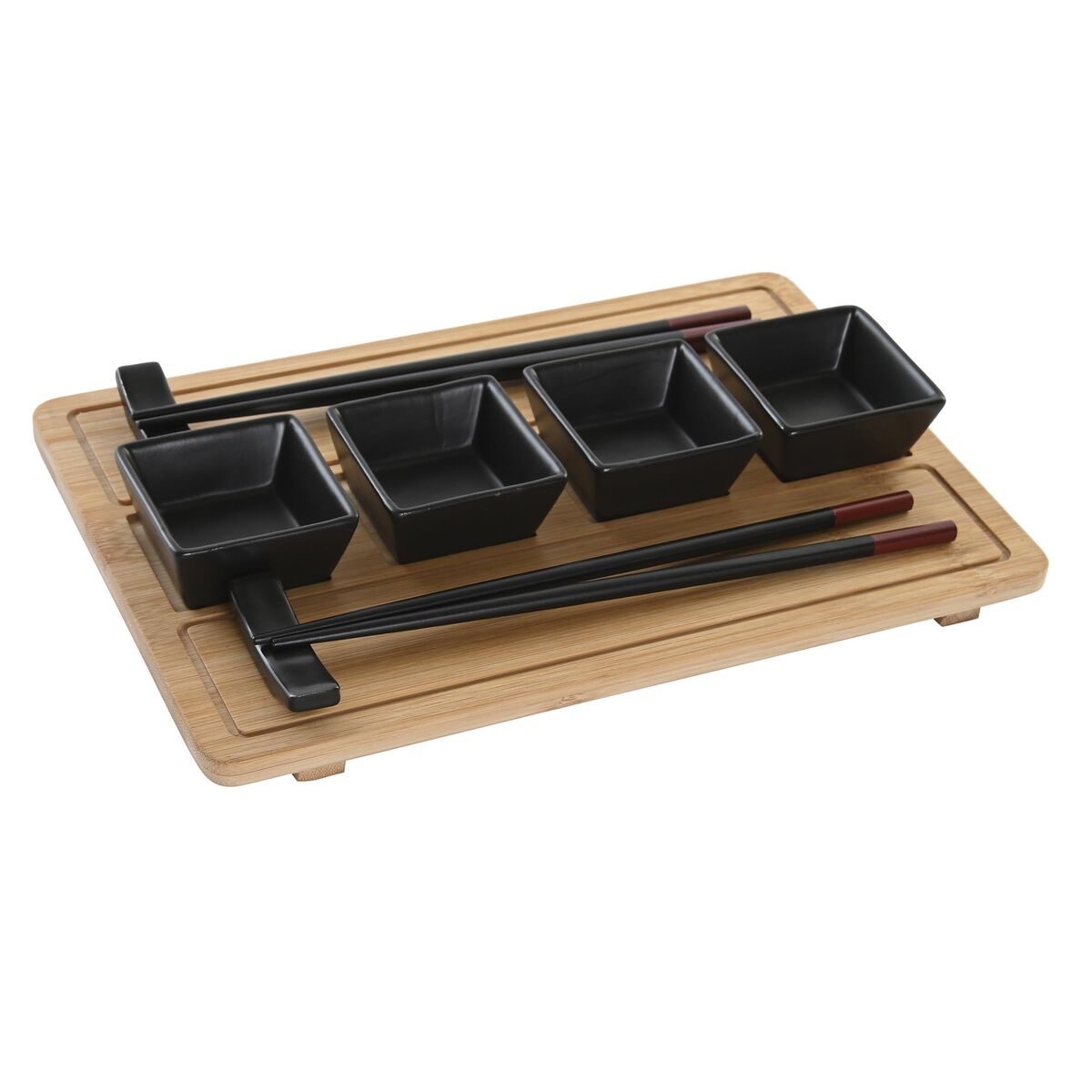 Sushi Set DKD Home Decor Natural Black Bamboo Stoneware Oriental-0