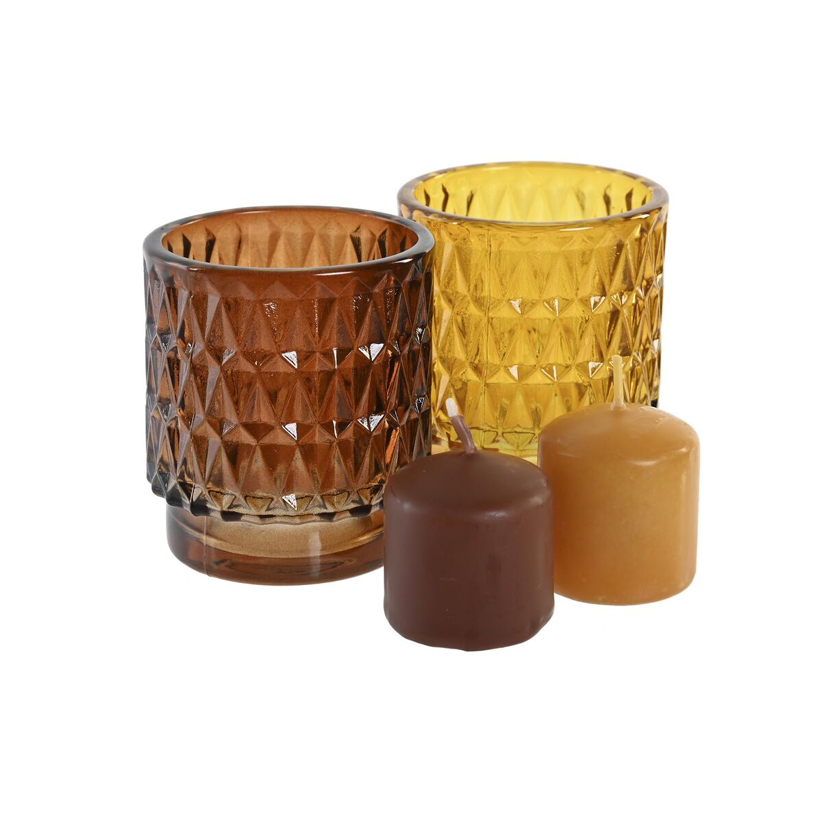 Candle Set DKD Home Decor Brown Mustard (2 Units)-2
