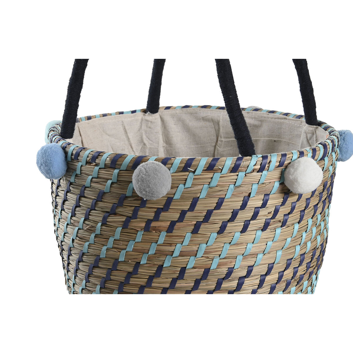 Basket set DKD Home Decor Pompoms 43 x 43 x 43 cm-1