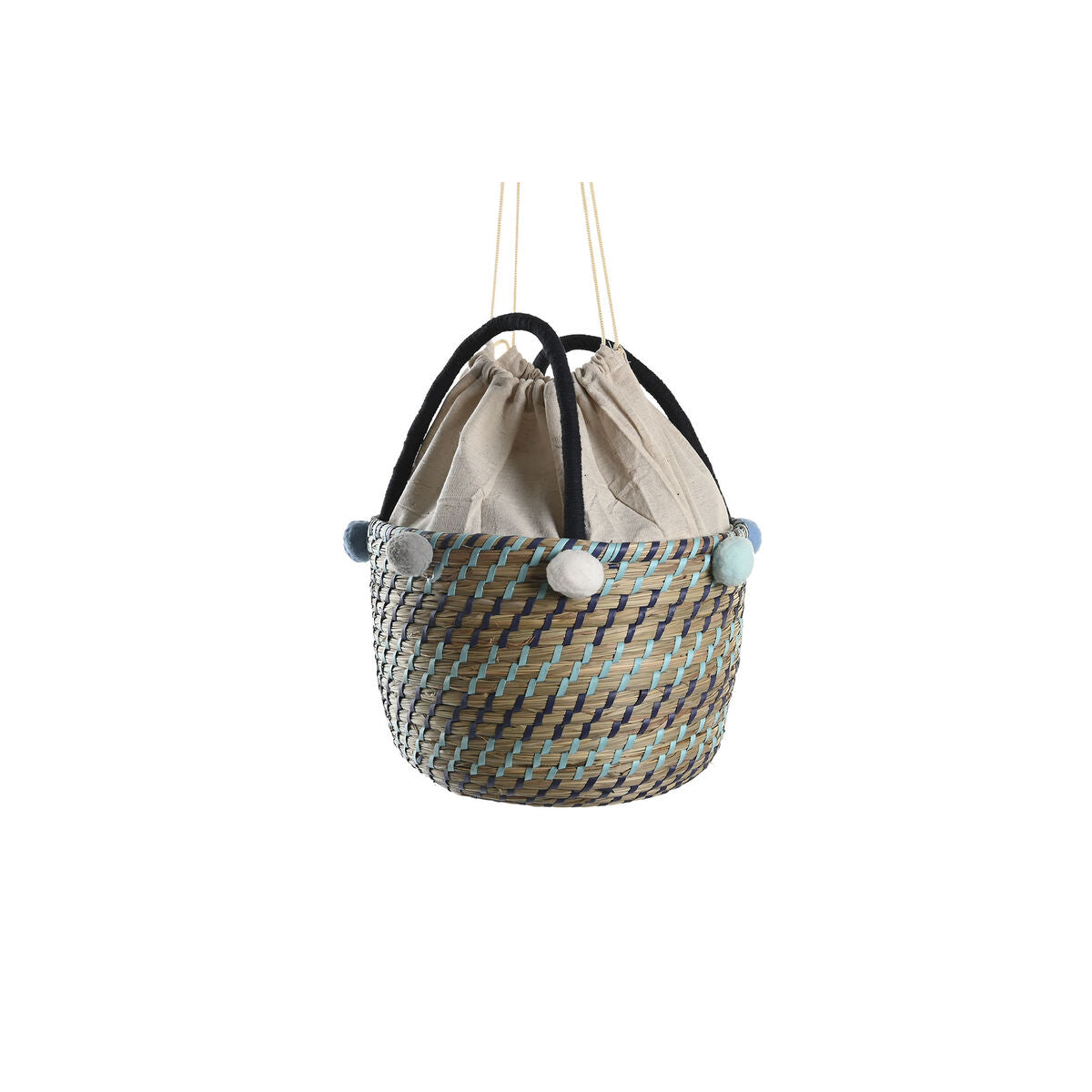 Basket set DKD Home Decor Pompoms 43 x 43 x 43 cm-3