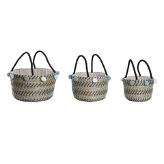 Basket set DKD Home Decor Pompoms 43 x 43 x 43 cm-0