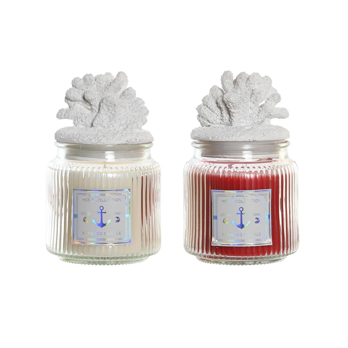 Scented Candle DKD Home Decor Coral Mediterranean 430 g (2 Units)-0
