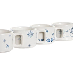 Piece Coffee Cup Set DKD Home Decor Blue White Metal Dolomite 260 ml-1