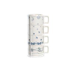Piece Coffee Cup Set DKD Home Decor Blue White Metal Dolomite 260 ml-0