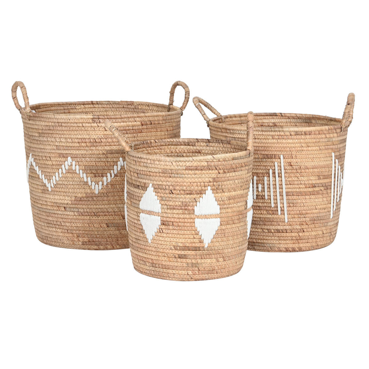 Basket set DKD Home Decor White Natural Rope Seagrass (3 Pieces)-3