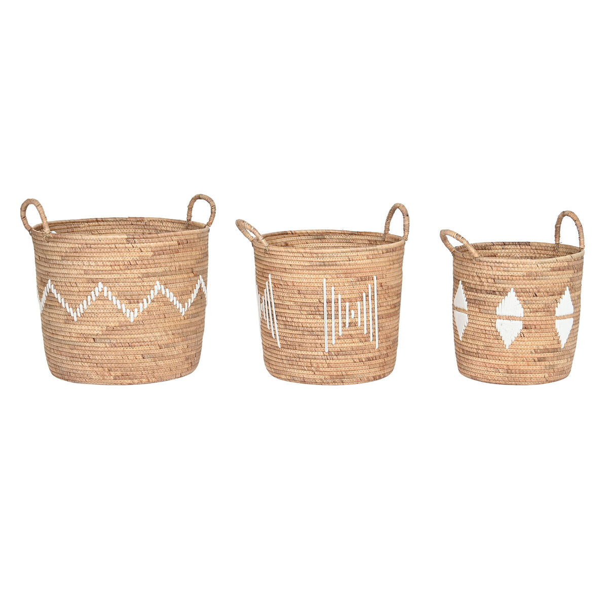 Basket set DKD Home Decor White Natural Rope Seagrass (3 Pieces)-0