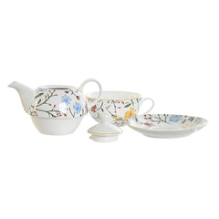 Tea Set DKD Home Decor Porcelain Blue Terracotta White Yellow (3 Units)-0