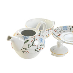 Tea Set DKD Home Decor Porcelain Blue Terracotta White Yellow (3 Units)-3