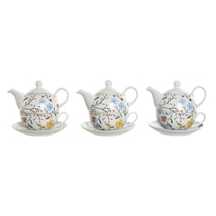 Tea Set DKD Home Decor Porcelain Blue Terracotta White Yellow (3 Units)-1