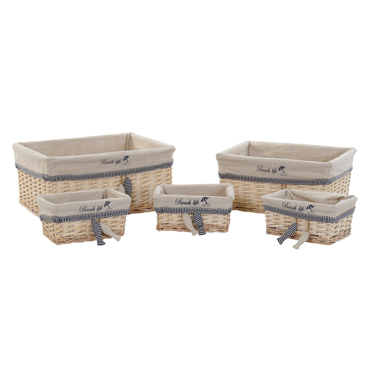 Basket set DKD Home Decor Spirals Mediterranean 48 x 38 x 13 cm-0