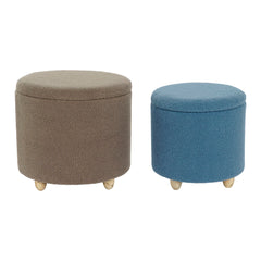 Footrest DKD Home Decor Wood Polyester 50 x 50 x 45 cm-0