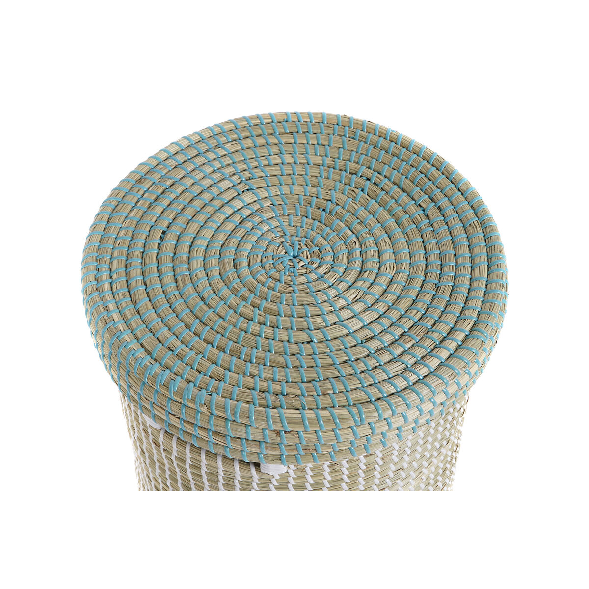 Basket set DKD Home Decor Blue White Natural Seagrass (2 Pieces)-0