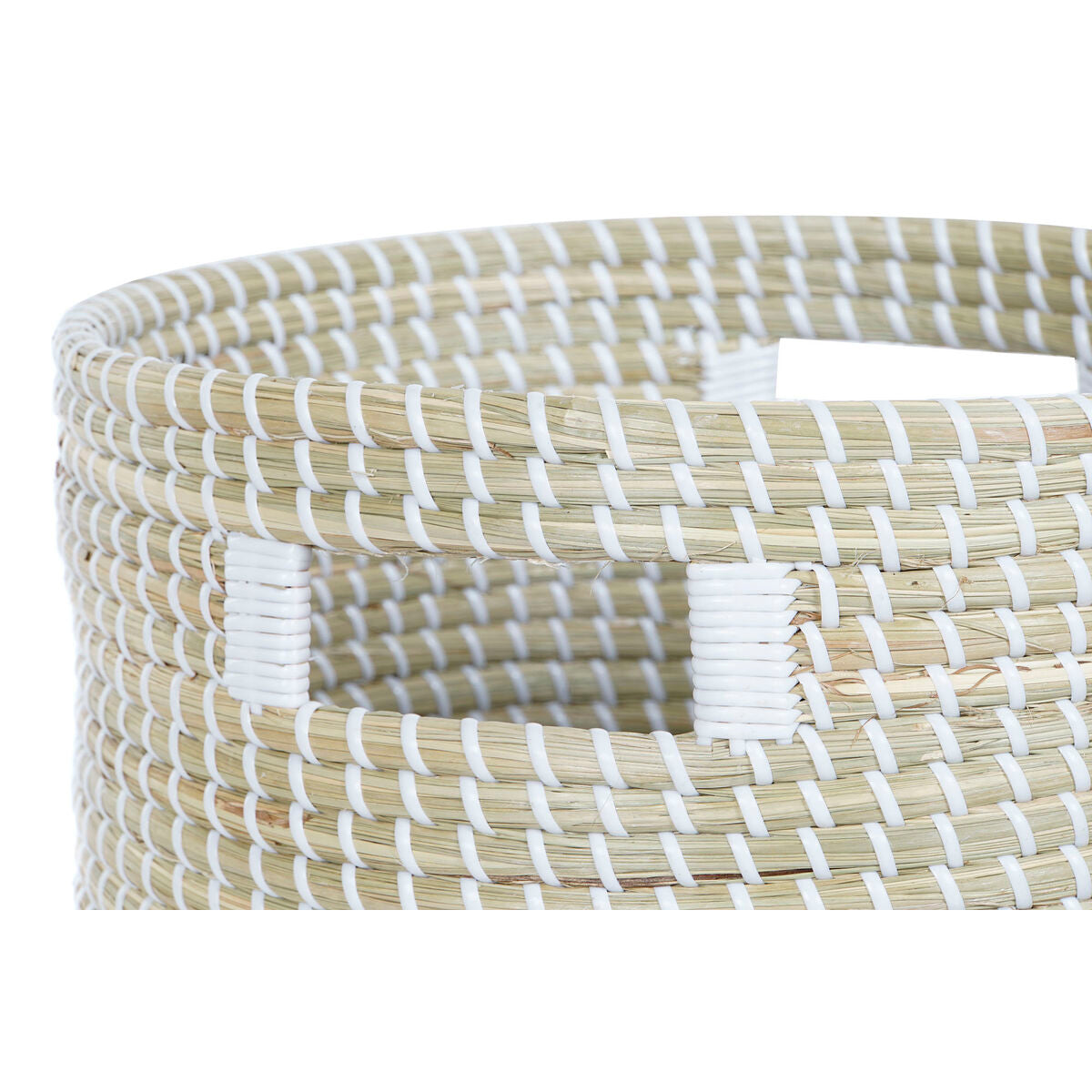Basket set DKD Home Decor Blue White Natural Seagrass (2 Pieces)-4