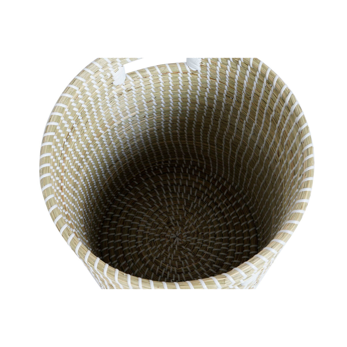 Basket set DKD Home Decor Blue White Natural Seagrass (2 Pieces)-3