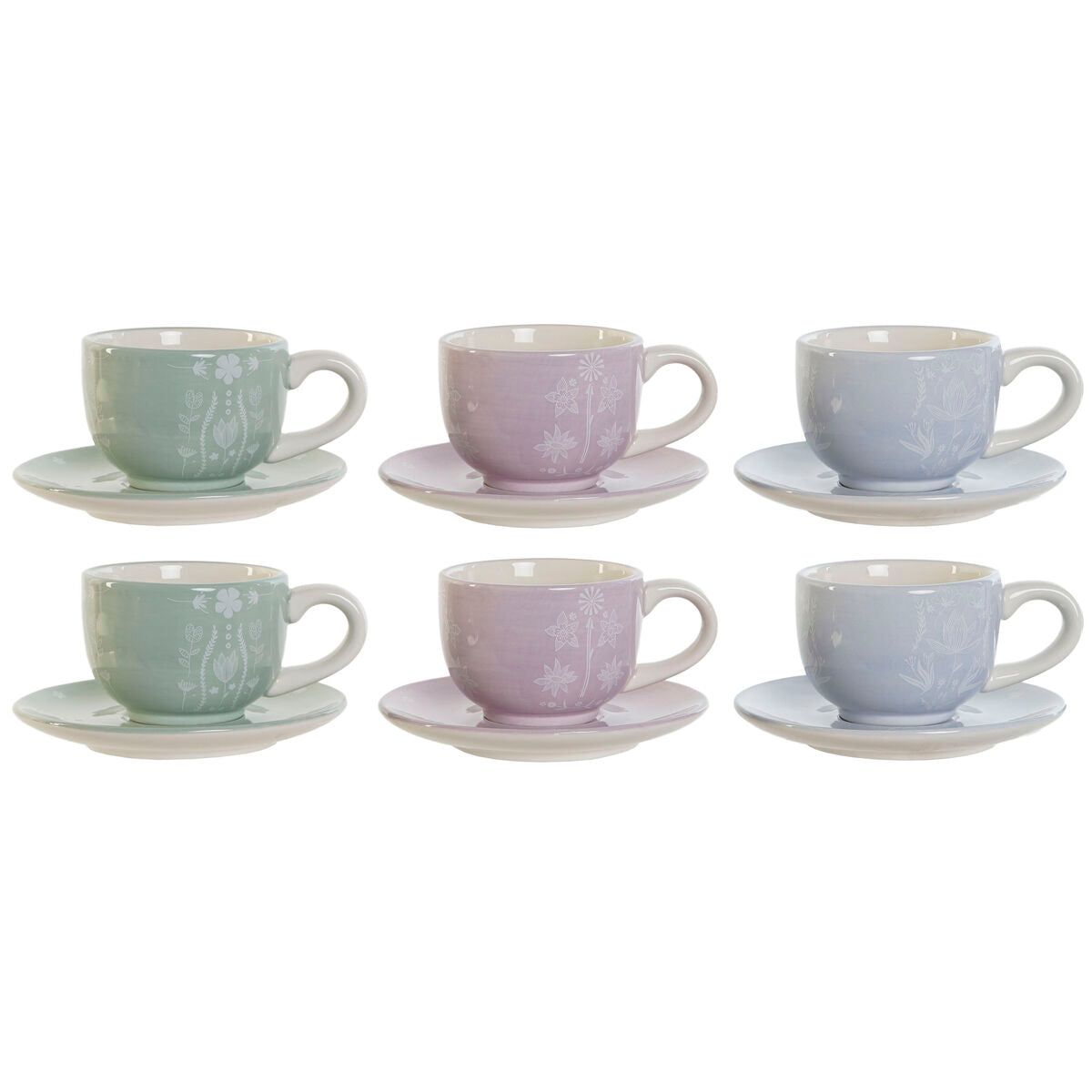 Coffee Set DKD Home Decor Blue White Green Lilac Metal Dolomite 180 ml-0