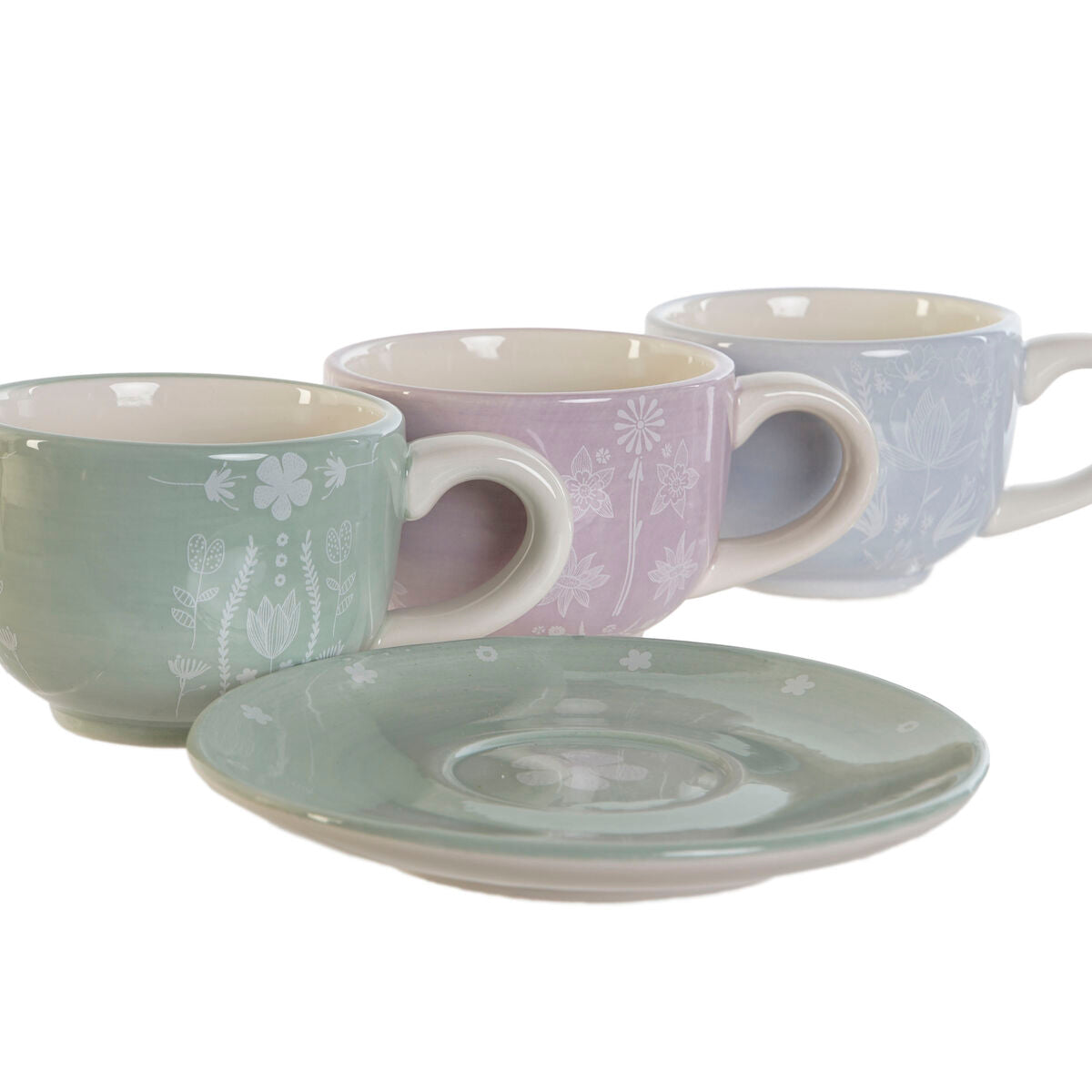 Coffee Set DKD Home Decor Blue White Green Lilac Metal Dolomite 180 ml-3