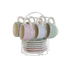 Coffee Set DKD Home Decor Blue White Green Lilac Metal Dolomite 180 ml-1