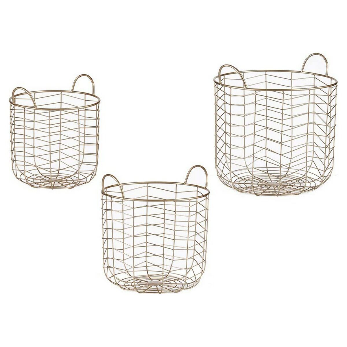 Set of Baskets Gift Decor B2609 Golden Metal 40 x 42,5 x 40 cm-0