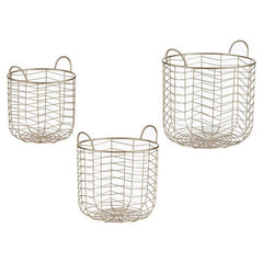 Set of Baskets Gift Decor B2609 Golden Metal 40 x 42,5 x 40 cm-0
