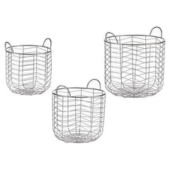 Set of Baskets Gift Decor B2609 Silver Metal 40 x 42,5 x 40 cm-0
