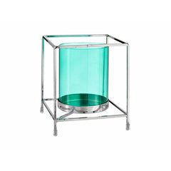 Candleholder Gift Decor SW120662B Blue Silver Metal Glass 14 x 15,5 x 14 cm Squared-0