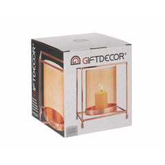 Candleholder Gift Decor SW120662C Copper Amber Golden Metal Glass 14 x 15,5 x 14 cm Squared-2