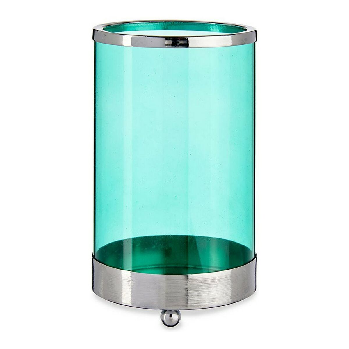 Candleholder Gift Decor SW120612B Blue Silver Metal Glass 9,7 x 16,5 x 9,7 cm Cylinder-0