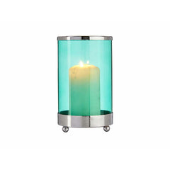 Candleholder Gift Decor SW120612B Blue Silver Metal Glass 9,7 x 16,5 x 9,7 cm Cylinder-1