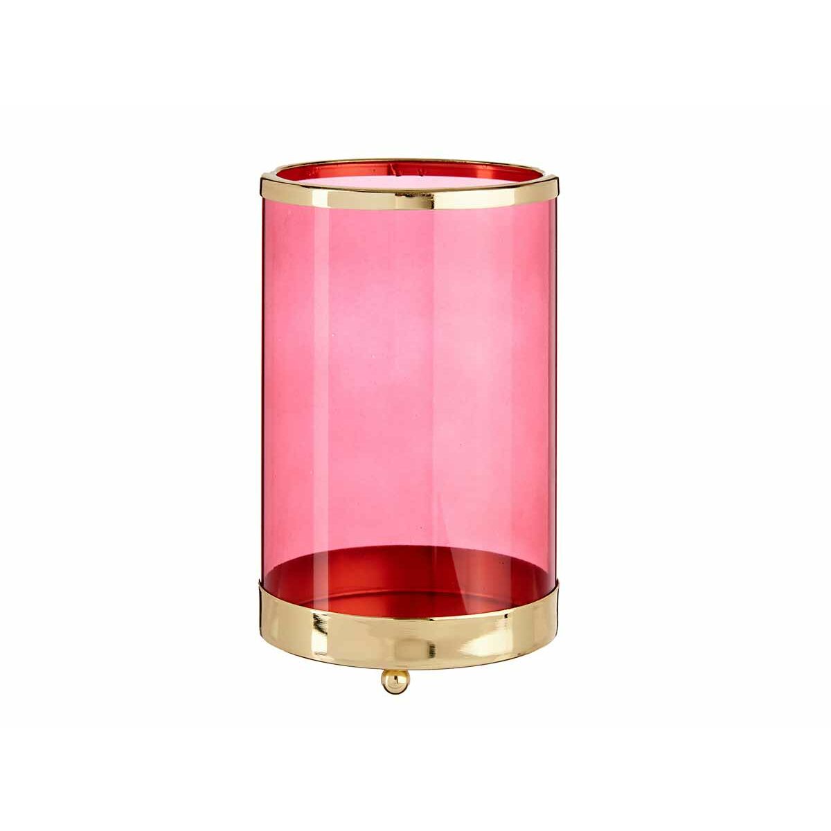Candleholder Gift Decor SW120613A Pink Golden Metal Glass 12,2 x 19,5 x 12,2 cm Cylinder-0