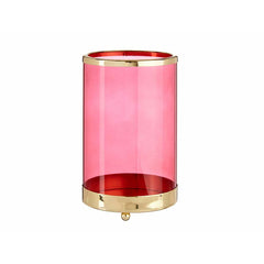 Candleholder Gift Decor SW120613A Pink Golden Metal Glass 12,2 x 19,5 x 12,2 cm Cylinder-0
