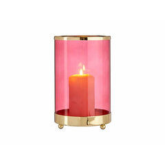 Candleholder Gift Decor SW120613A Pink Golden Metal Glass 12,2 x 19,5 x 12,2 cm Cylinder-2