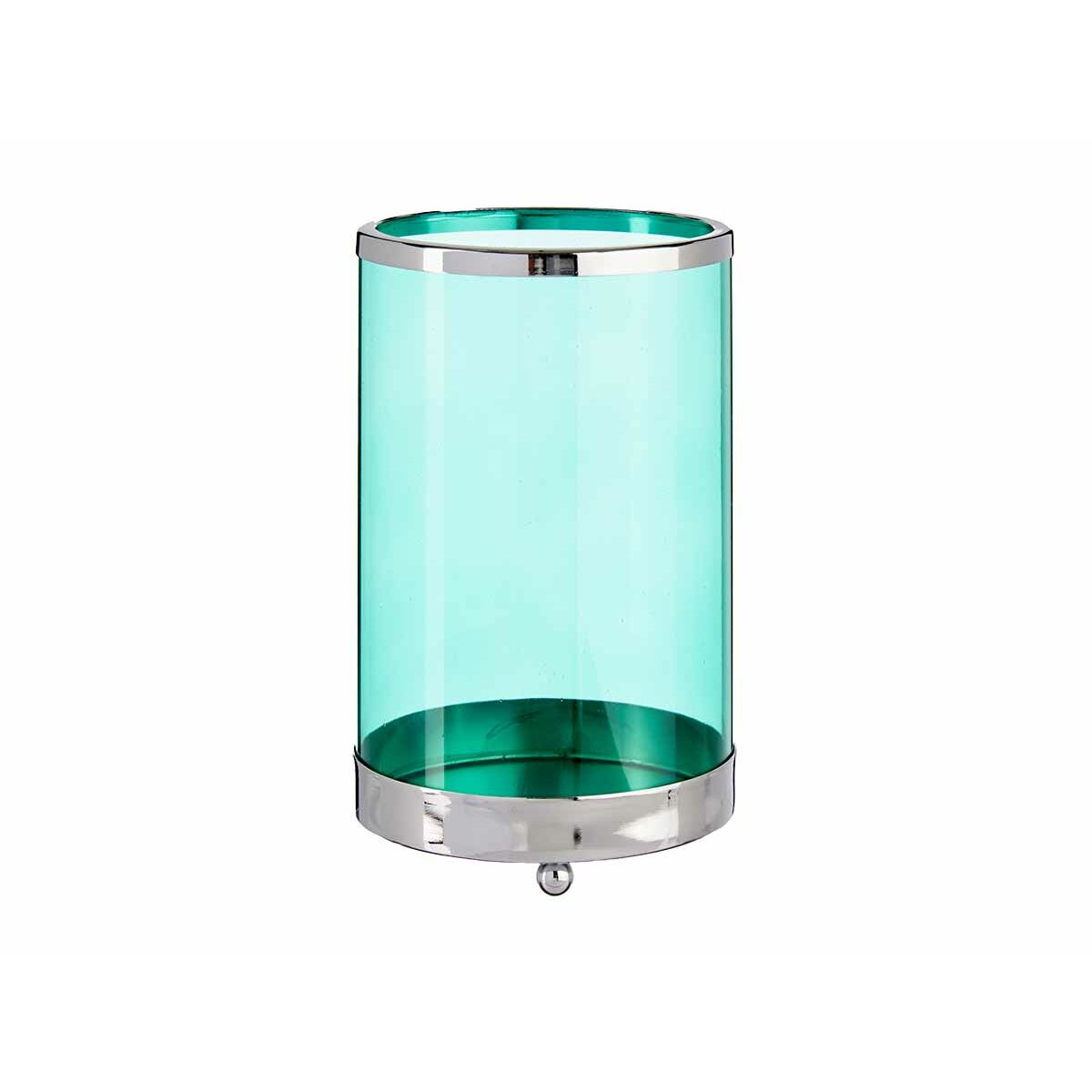 Candleholder Gift Decor SW120613B Blue Silver Metal Glass 12,2 x 19,5 x 12,2 cm Cylinder-0
