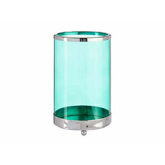 Candleholder Gift Decor SW120613B Blue Silver Metal Glass 12,2 x 19,5 x 12,2 cm Cylinder-0