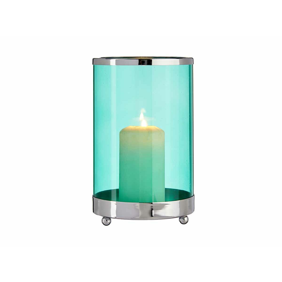 Candleholder Gift Decor SW120613B Blue Silver Metal Glass 12,2 x 19,5 x 12,2 cm Cylinder-1