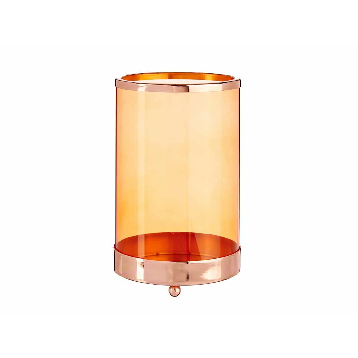 Candleholder Gift Decor SW120613C Copper Amber Metal Glass 12,2 x 19,5 x 12,2 cm Cylinder-0