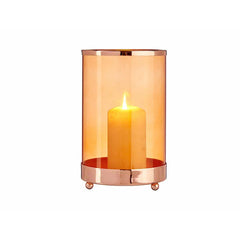 Candleholder Gift Decor SW120613C Copper Amber Metal Glass 12,2 x 19,5 x 12,2 cm Cylinder-2