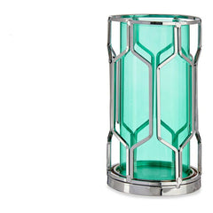 Candleholder Gift Decor SW120660B Blue Silver Metal Glass 11,5 x 19,5 x 11,5 cm-0