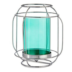 Candleholder Gift Decor SW120663B Blue Silver Metal Glass 19 x 20 x 19 cm Lantern-0