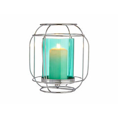 Candleholder Gift Decor SW120663B Blue Silver Metal Glass 19 x 20 x 19 cm Lantern-2