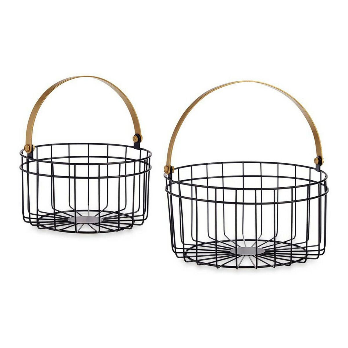 Basket set Gift Decor JY19150GB Black Golden Metal 25 x 27 x 25 cm-0