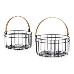 Basket set Gift Decor JY19150GB Black Golden Metal 25 x 27 x 25 cm-0