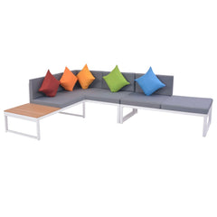 vidaXL 5 Piece Patio Lounge Set with Cushions Aluminum and WPC-2