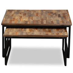 vidaXL Nesting Table Set of 2 Coffee Table Side End Table Solid Wood Sheesham-0