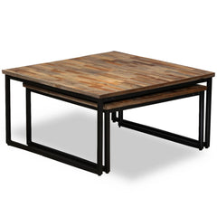 vidaXL Nesting Table Set of 2 Coffee Table Side End Table Solid Wood Sheesham-3