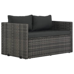 vidaXL 3 Piece Patio Dining Set with Cushions Poly Rattan Gray-2