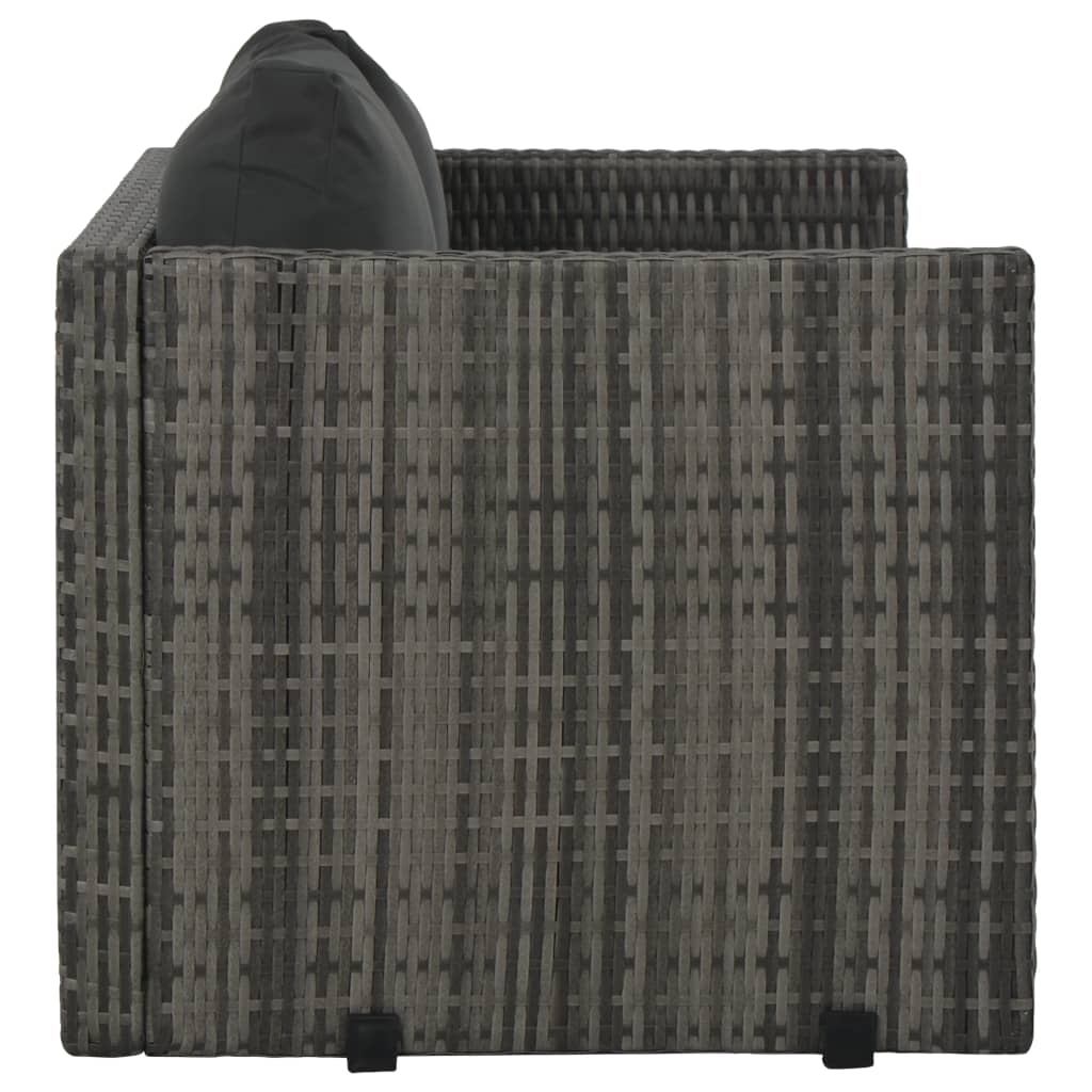 vidaXL 3 Piece Patio Dining Set with Cushions Poly Rattan Gray-4