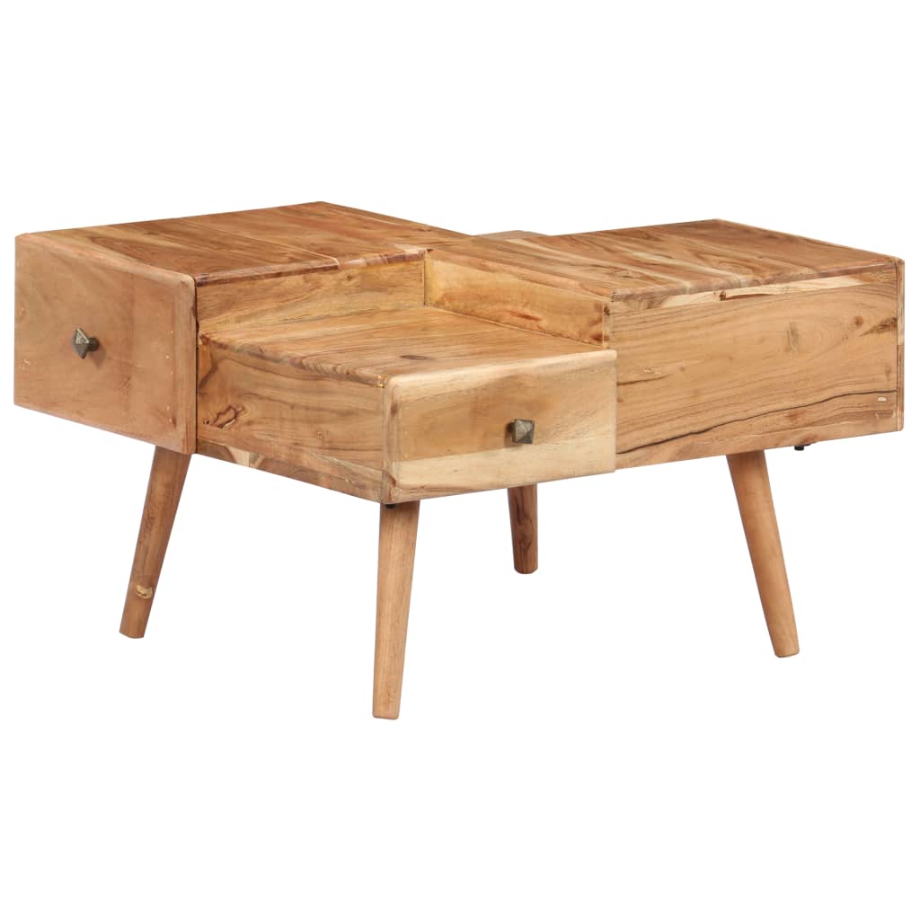 vidaXL Coffee Table 27.5"x23.6"x16.5" Solid Acacia Wood-2