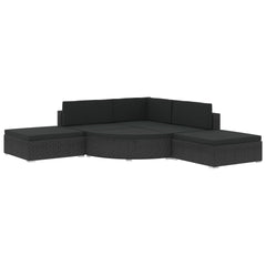 vidaXL 6 Piece Patio Lounge Set with Cushions Poly Rattan Black-1