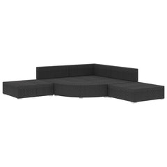 vidaXL 6 Piece Patio Lounge Set with Cushions Poly Rattan Black-2